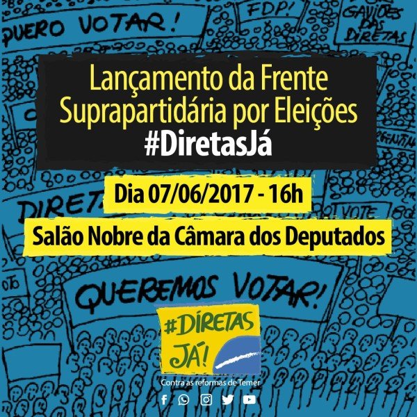 Frente Parlamentar “Diretas Já!” será lançada no Congresso