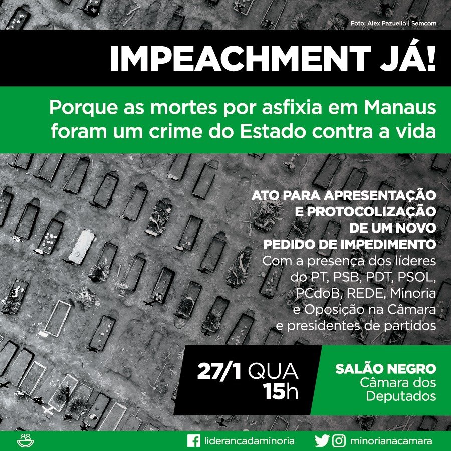 Oposição protocola pedido de impeachment de Bolsonaro nesta quarta