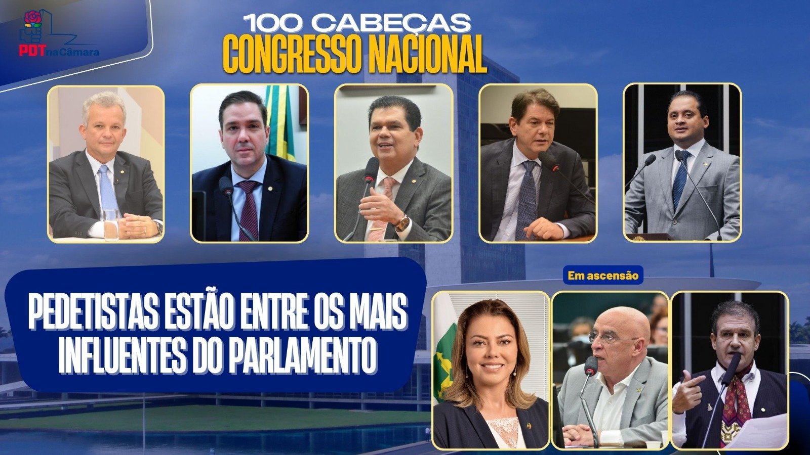 Pedetistas estão entre os 100 parlamentares mais influentes do Congresso Nacional