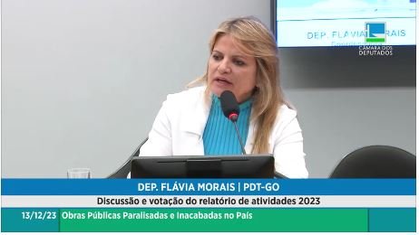 Comissão Externa de Obras Públicas Paralisadas aprova relatório de Flávia Morais para 2023